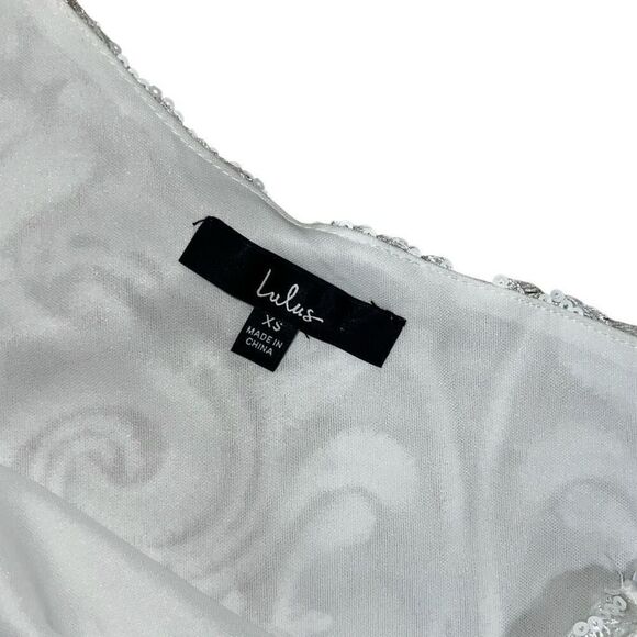 Lulu’s Madina White Sequin One-Shoulder Bodycon Mini Dress size X-Small XS - Picture 5 of 9